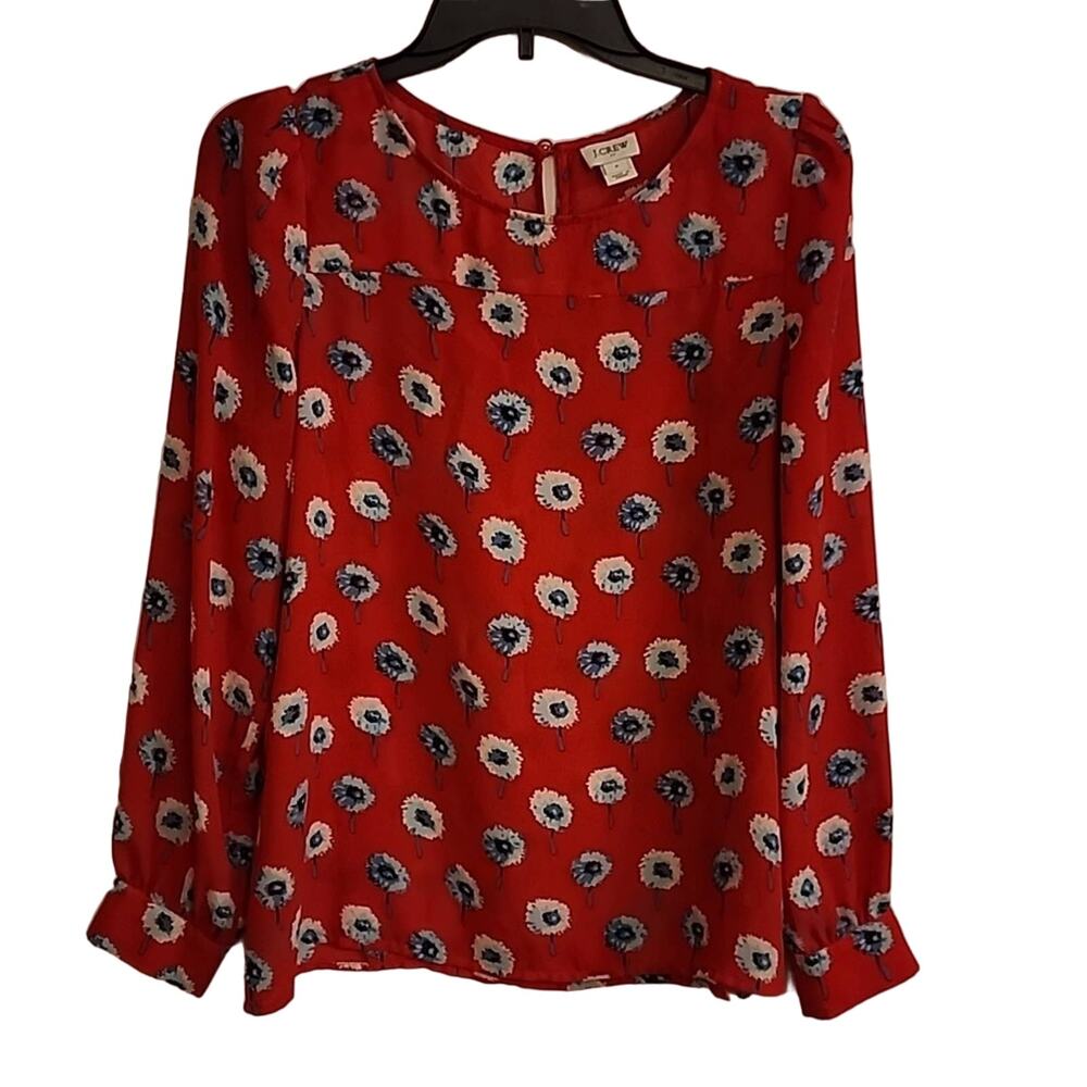 J. Crew Red Floral Blouse, Small